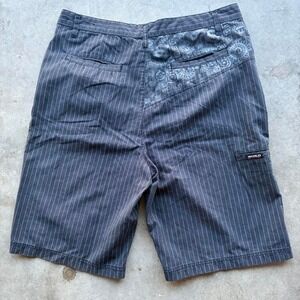 Vintage baggy pinstripe back print world industries baggy shorts